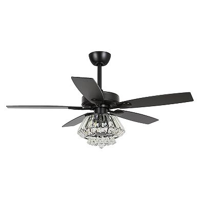 52" Modern Crystal Chandelier Ceiling Fan with Remote and Light Kit