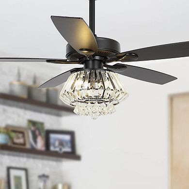 52" Modern Crystal Chandelier Ceiling Fan with Remote and Light Kit