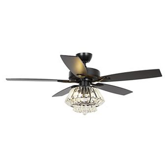 52" Modern Crystal Chandelier Ceiling Fan with Remote and Light Kit