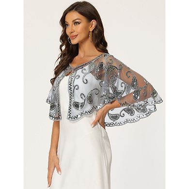 2 Packs Women's Sequin Beaded Shawl Wrap Evening Cape Bridal Cover Up