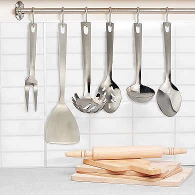 Silver Serving Spoon and Utensil Set, 6pc; Buffet Tools for Entertaining