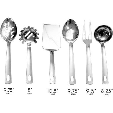 Silver Serving Spoon and Utensil Set, 6pc; Buffet Tools for Entertaining