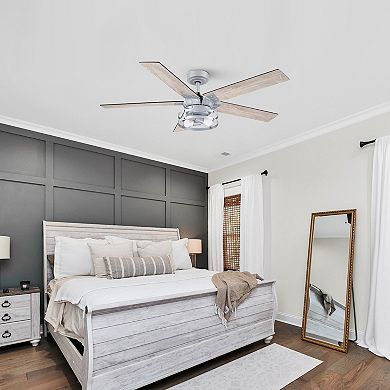 52" Industrial Metal Reversible 5-Blade LED Ceiling Fan with Remote