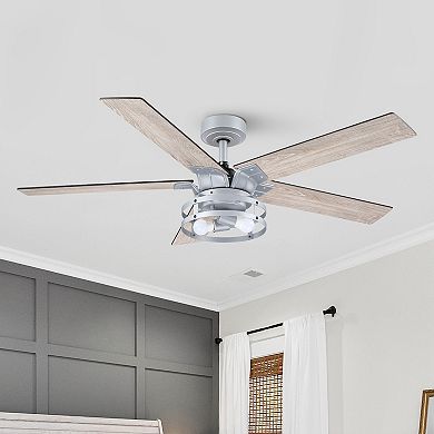 52" Industrial Metal Reversible 5-Blade LED Ceiling Fan with Remote