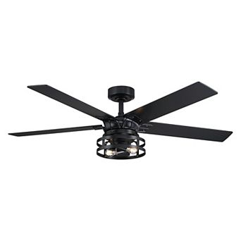 52" Industrial Metal Reversible 5-Blade LED Ceiling Fan with Remote