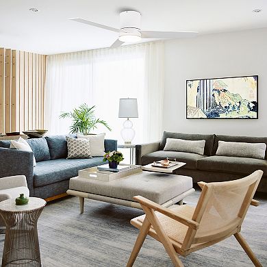 48" Modern 3-Blade LED Hugger Low Profile Ceiling Fan with Light and Remote