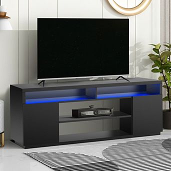 68" Modern LED TV Stand Media Console with Adjustable Open Shelves for TVs up to 78"