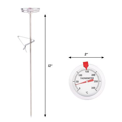 Meat Thermometer, Instant Read Food Thermometer, Waterproof Cooking Thermometer 12in, Silver