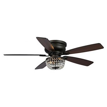 48" Modern Low Profile Crystal Chandelier Ceiling Fan with Light and Remote