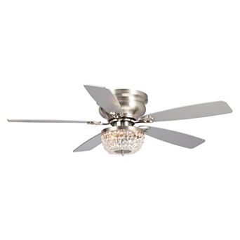 48" Modern Low Profile Crystal Chandelier Ceiling Fan with Light and Remote