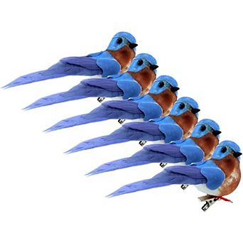 Imitation Bluebirds Artificial Bird Ornaments (6-Pack)