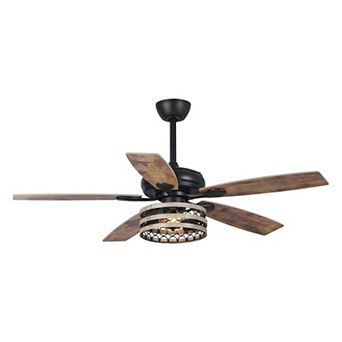 52" Farmhouse Driftwood 5-Blade Black Caged Indoor Ceiling Fan with Remote