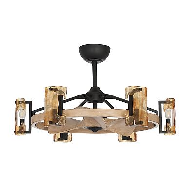 34" Modern 6-light Glass Chandelier LED Ceiling Fan with Remote