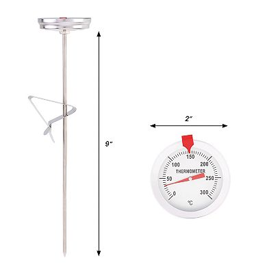 Meat Thermometer, Instant Read Food Thermometer, Waterproof Cooking Thermometer 9in, Silver