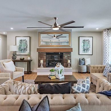 72" Modern Aluminum 6-Blade Large Ceiling Fan with Light and Remote