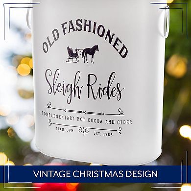 White Christmas Greenery Buckets, 2pk; Rustic Farmhouse Holiday Decor