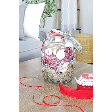 Gallon Glass Barrel Jar; Clamp-Top Barrel-Shaped Canister for Pantry Storage
