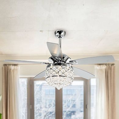 52" Modern Crystal 4-light Chandelier Ceiling Fan with Remote