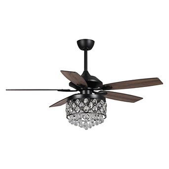 52" Modern Crystal 4-light Chandelier Ceiling Fan with Remote