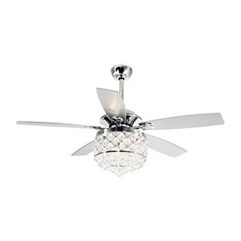 52" Modern Crystal 4-light Chandelier Ceiling Fan with Remote