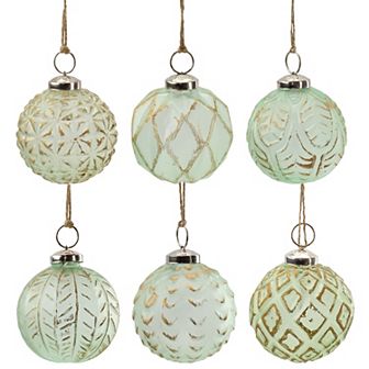 Farmhouse Christmas Ball Ornaments (Set of 6, Soda Glass)