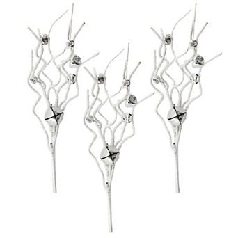 Jingle Bell Greenery Picks (Silver, Set of 3)