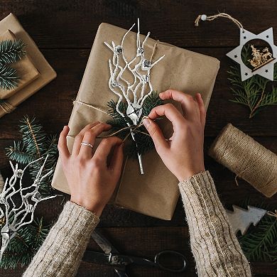 Jingle Bell Greenery Picks (Silver, Set of 3)