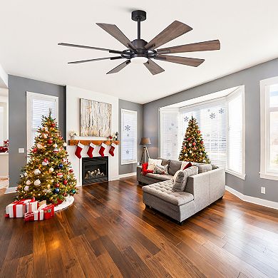 60" Farmhouse Integrated LED Windmill Ceiling Fan with Light and Remote