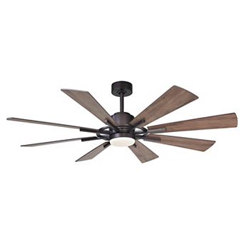 60" Farmhouse Integrated LED Windmill Ceiling Fan with Light and Remote