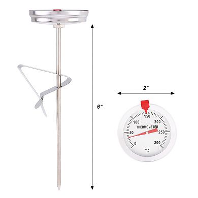 Meat Thermometer, Instant Read Food Thermometer, Waterproof Cooking Thermometer 6in, Silver