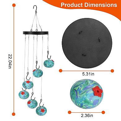 Hummingbird Feeder Wind Chimes, Ant & Bee Proof Hanging Feeder for Outdoor Garden Patio Yard Balcony