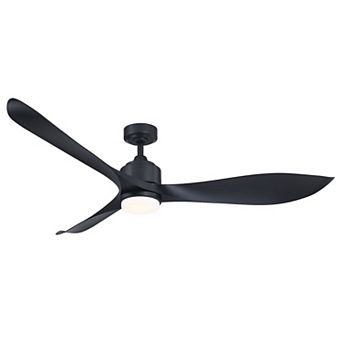 66" Classic Black ABS 3-Blade Propeller LED Ceiling Fan with Light and Remote