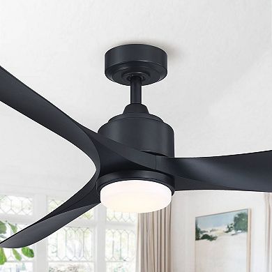 66" Classic Black ABS 3-Blade Propeller LED Ceiling Fan with Light and Remote