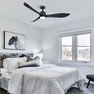 66" Classic Black ABS 3-Blade Propeller LED Ceiling Fan with Light and Remote