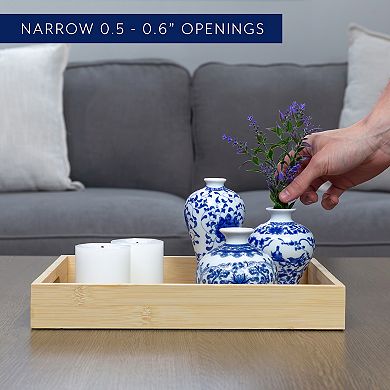 Blue and White Chinoiserie Vases, 3pc Set; Antique Style Decorative Mini Vases