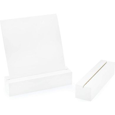 White Wooden Sign Holders, 10Pack; Tabletop Stands for Cards & Photos