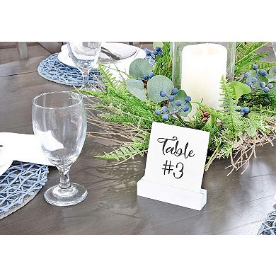 White Wooden Sign Holders, 10Pack; Tabletop Stands for Cards & Photos