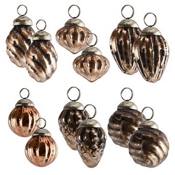 Small Glass Finial Ornaments (Set of 12, Copper)