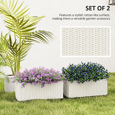 Outsunny Railing Planter Box (2 Pack, 20 Inch), Rattan Look