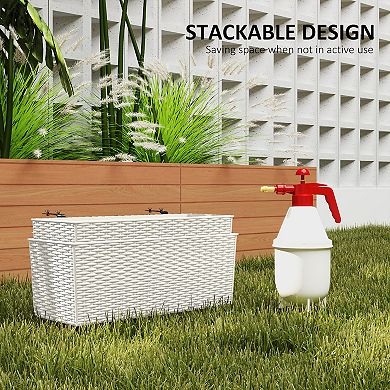 Outsunny Railing Planter Box (2 Pack, 20 Inch), Rattan Look