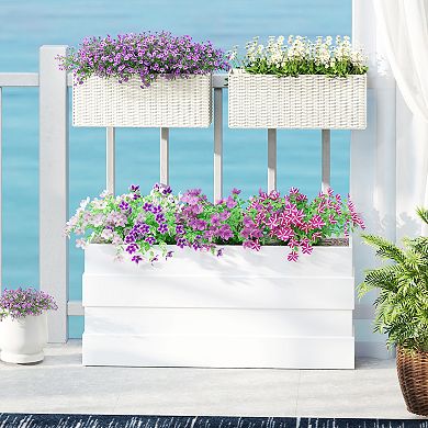 Outsunny Railing Planter Box (2 Pack, 20 Inch), Rattan Look