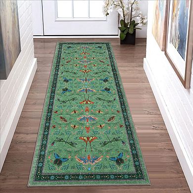 Insect Area Rugs Runner Rugs, Boho Washable Throw Carpets for Living Room Bedroom Nursery Hallway