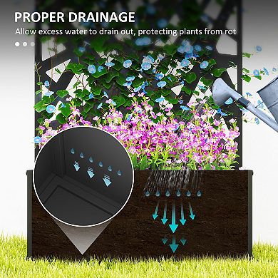 Outsunny Metal Raised Garden Bed with Privacy Screen Outdoor Planter Box