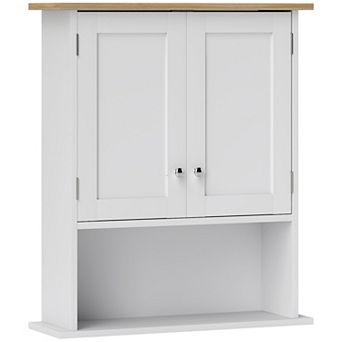 HOMCOM Modern Bathroom Wall Cabinet with 2 Doors, Adjustable Shelf