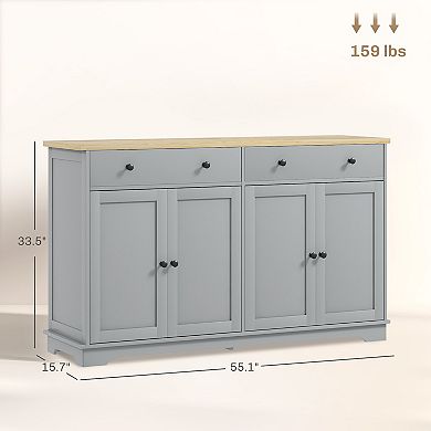 HOMCOM Sideboard Cabinet with Storage Drawers Adjustable Shelves