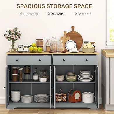 HOMCOM Sideboard Cabinet with Storage Drawers Adjustable Shelves
