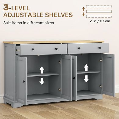 HOMCOM Sideboard Cabinet with Storage Drawers Adjustable Shelves