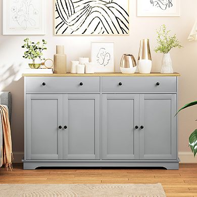 HOMCOM Sideboard Cabinet with Storage Drawers Adjustable Shelves