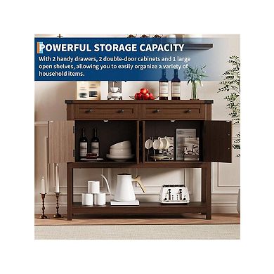 Console Table Buffet Sideboard Sofa Table,with Storage Drawers Cabinets and Bottom Shelf, Farmhouse