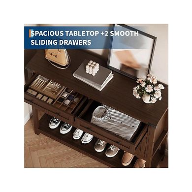 Console Table Buffet Sideboard Sofa Table,with Storage Drawers Cabinets and Bottom Shelf, Farmhouse